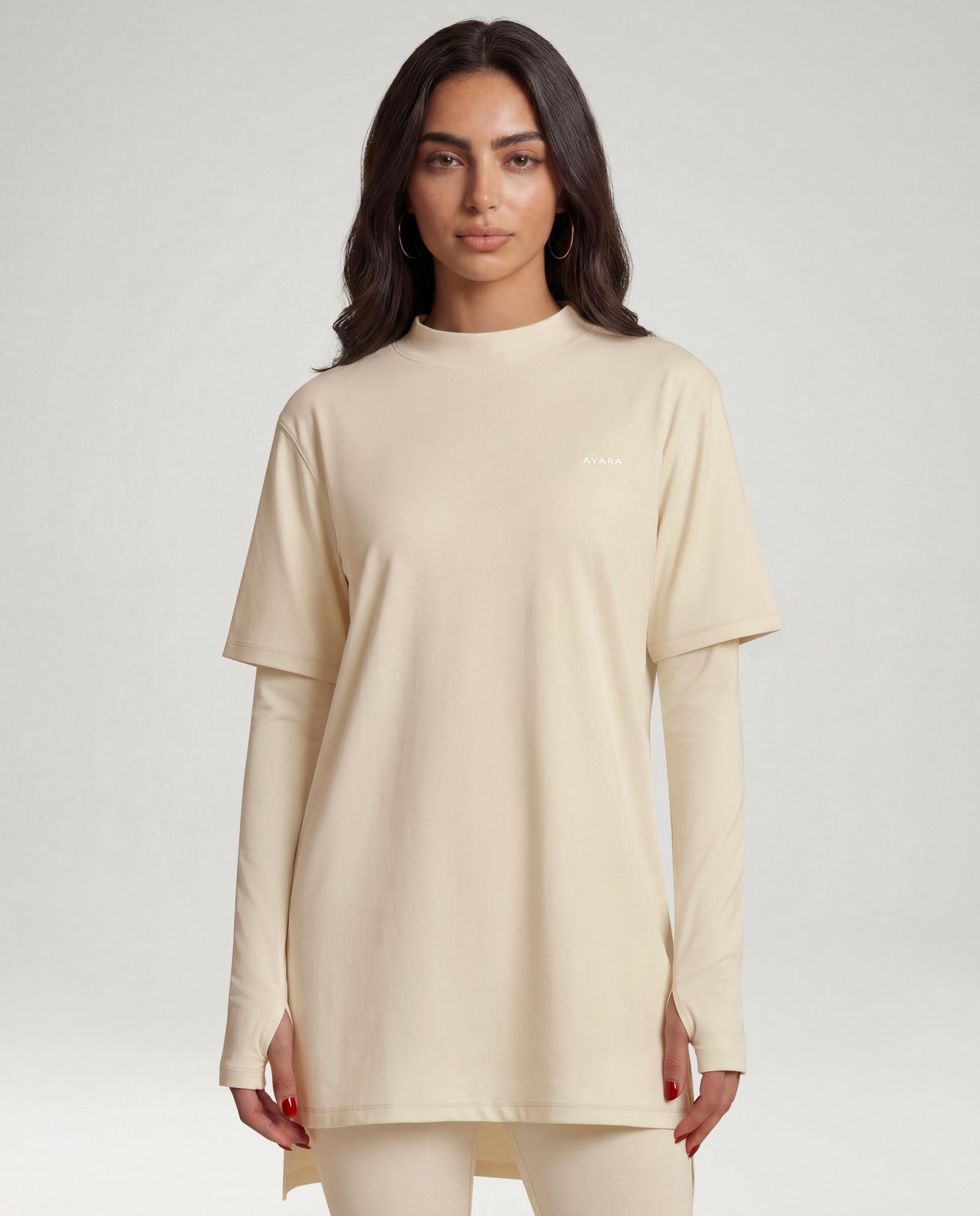 2-In-1 Veil Oversized Tee - Vanilla