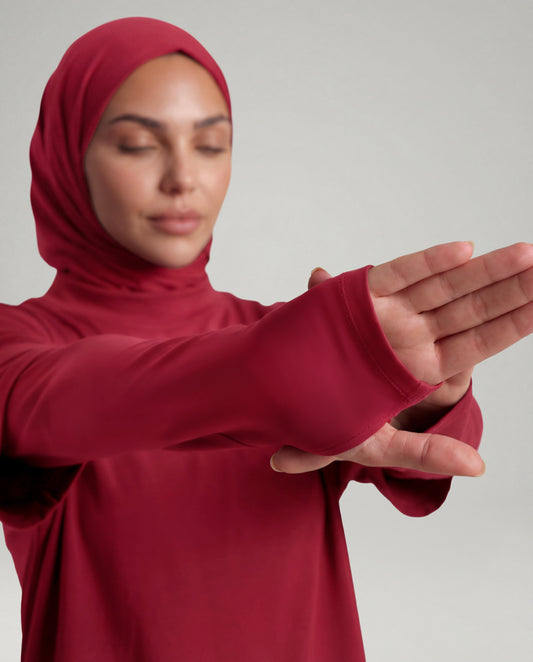 2-In-1 Veil Oversized Tee - Pomegranate