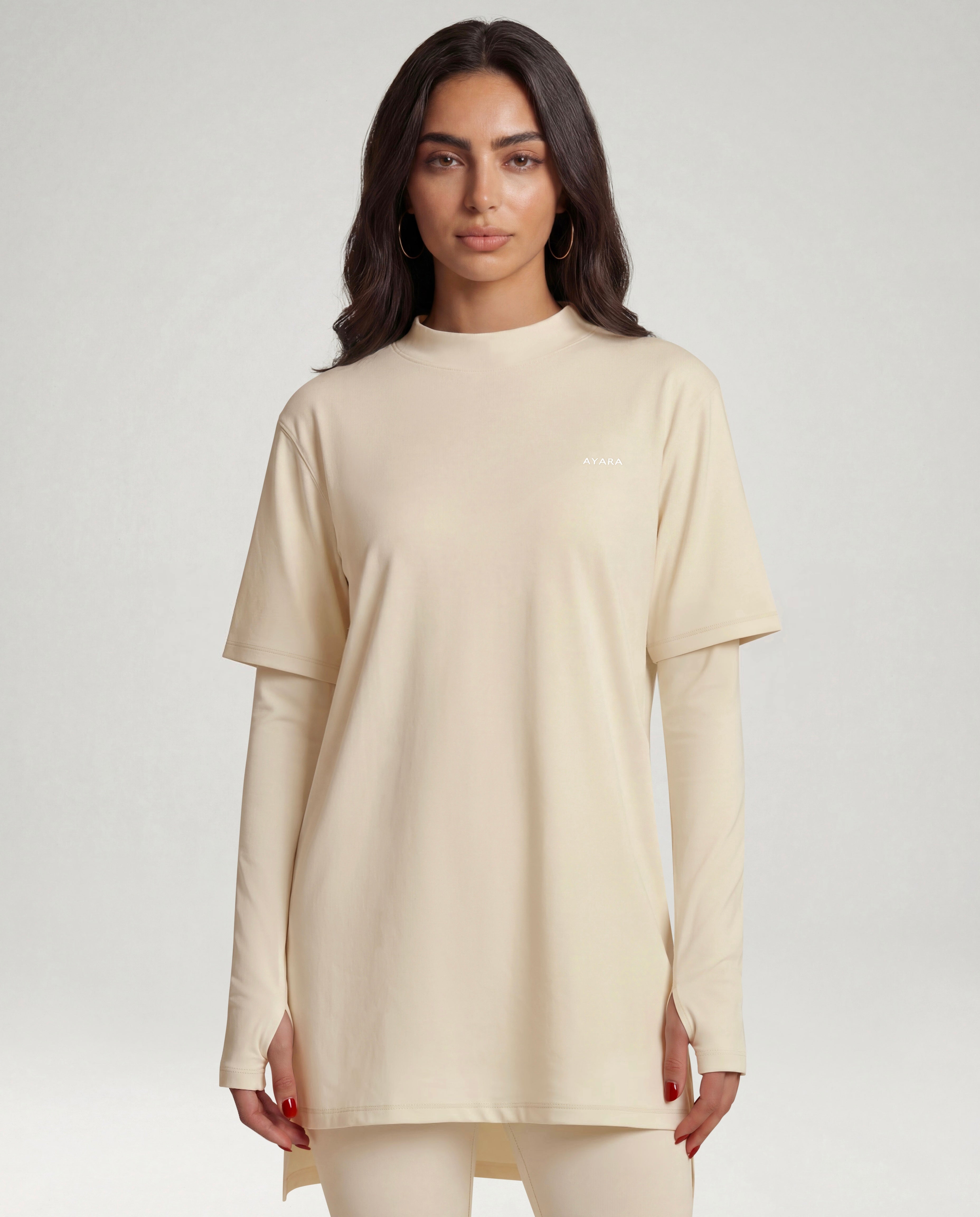 2-In-1 Veil Oversized Tee - Vanilla