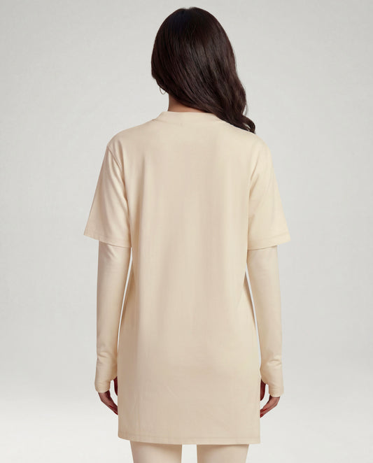 2-In-1 Veil Oversized Tee - Vanilla