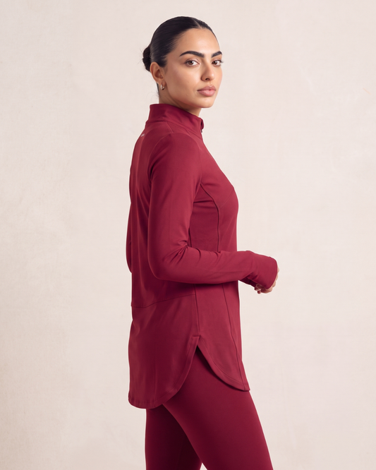 1/4 Zip Nova Top - Pomegranate