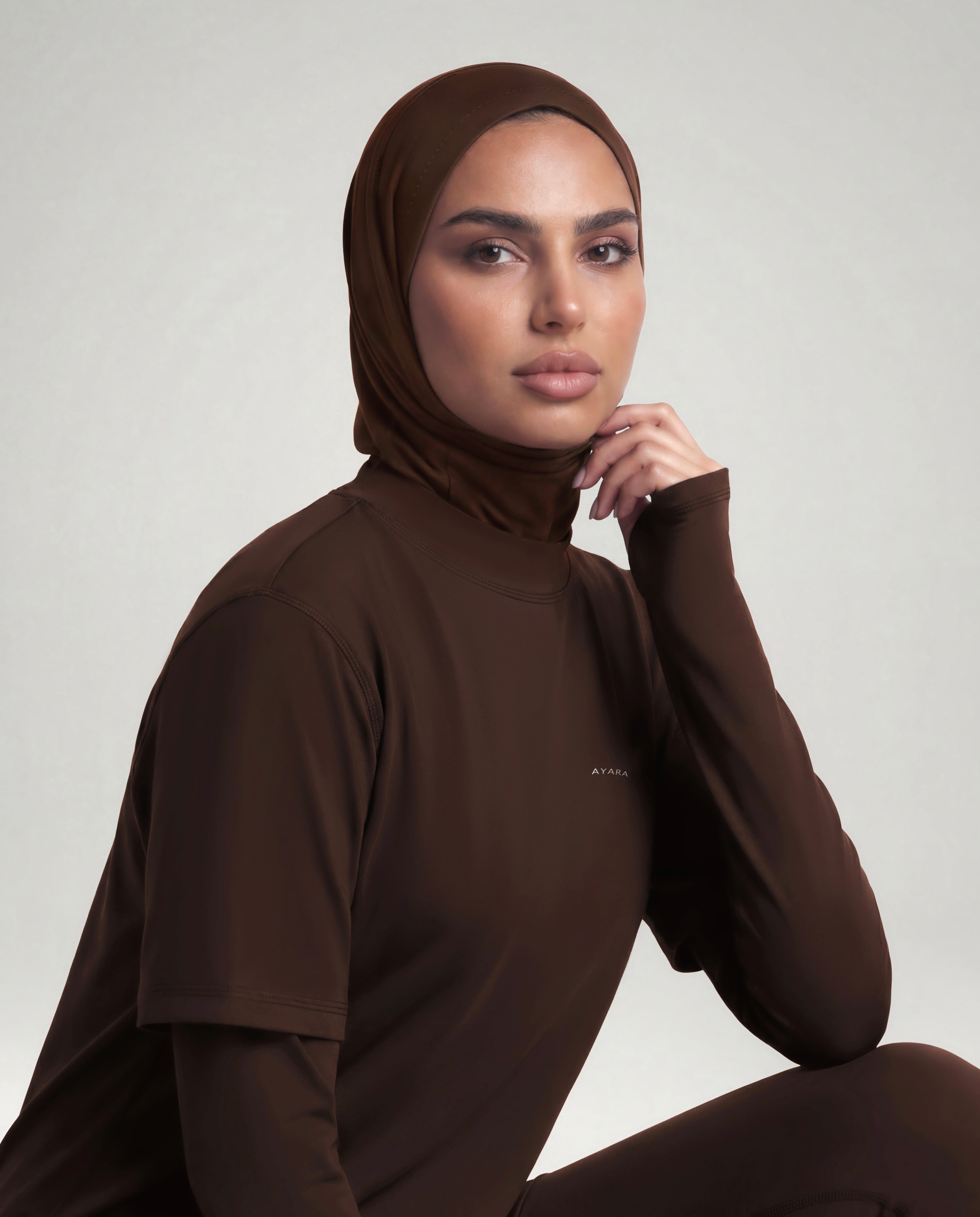 2-In-1 Veil Oversized Tee - Espresso