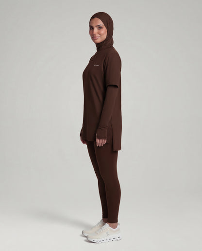 2-In-1 Veil Oversized Tee - Espresso