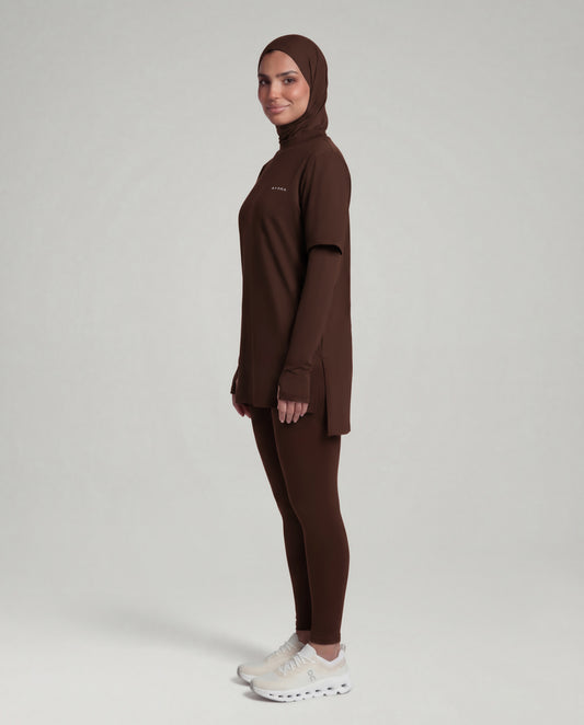 2-In-1 Veil Oversized Tee - Espresso