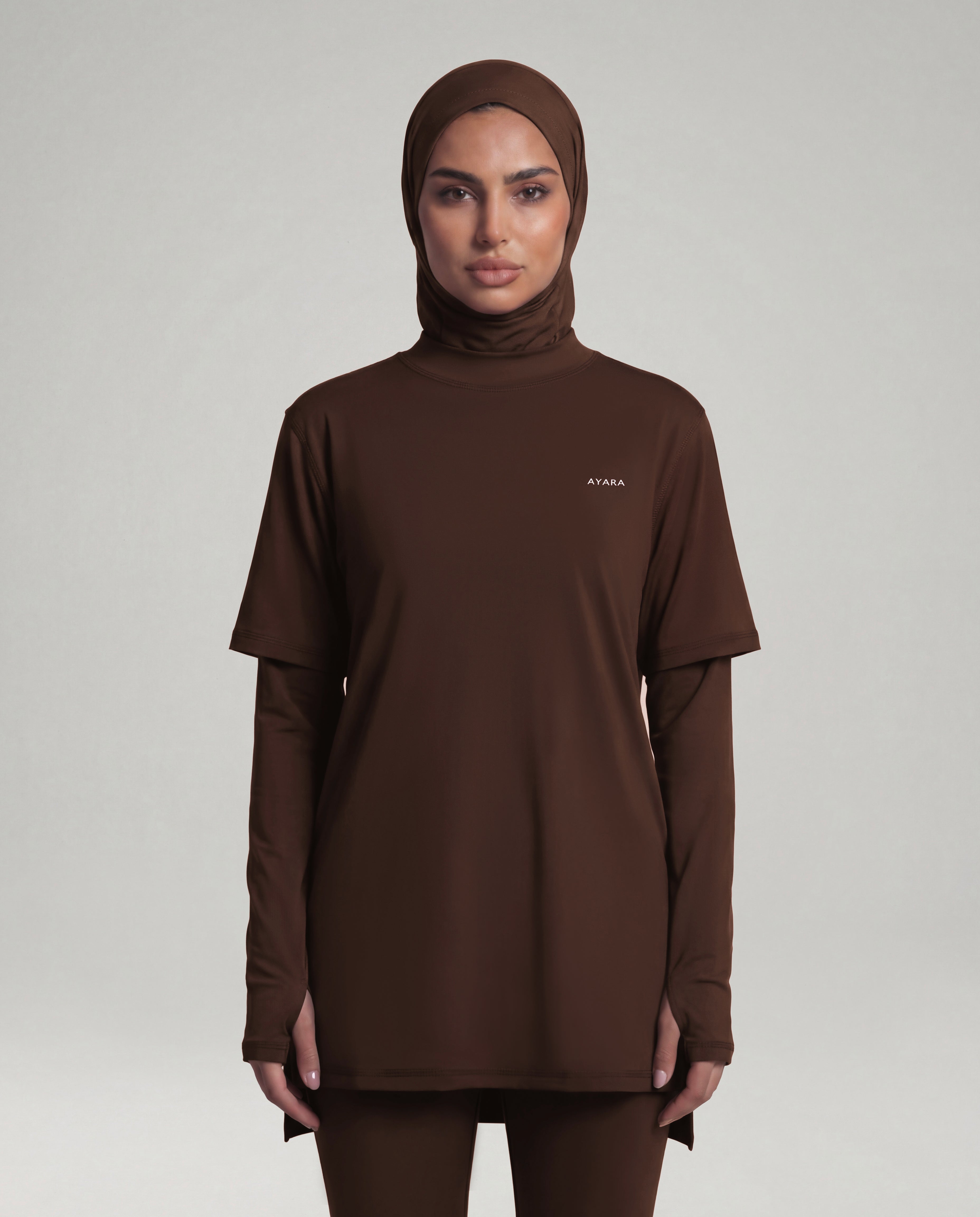 2-In-1 Veil Oversized Tee - Espresso