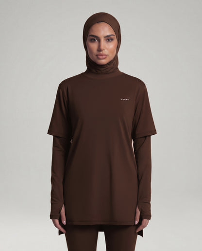 2-In-1 Veil Oversized Tee - Espresso