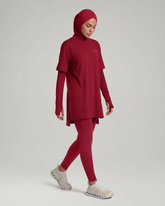 Ultra Opaque Non-See-Through Leggings - Pomegranate