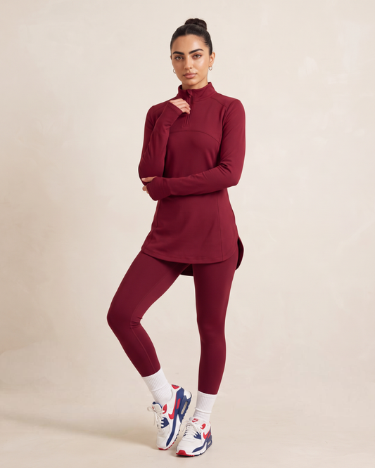 1/4 Zip Nova Top - Pomegranate
