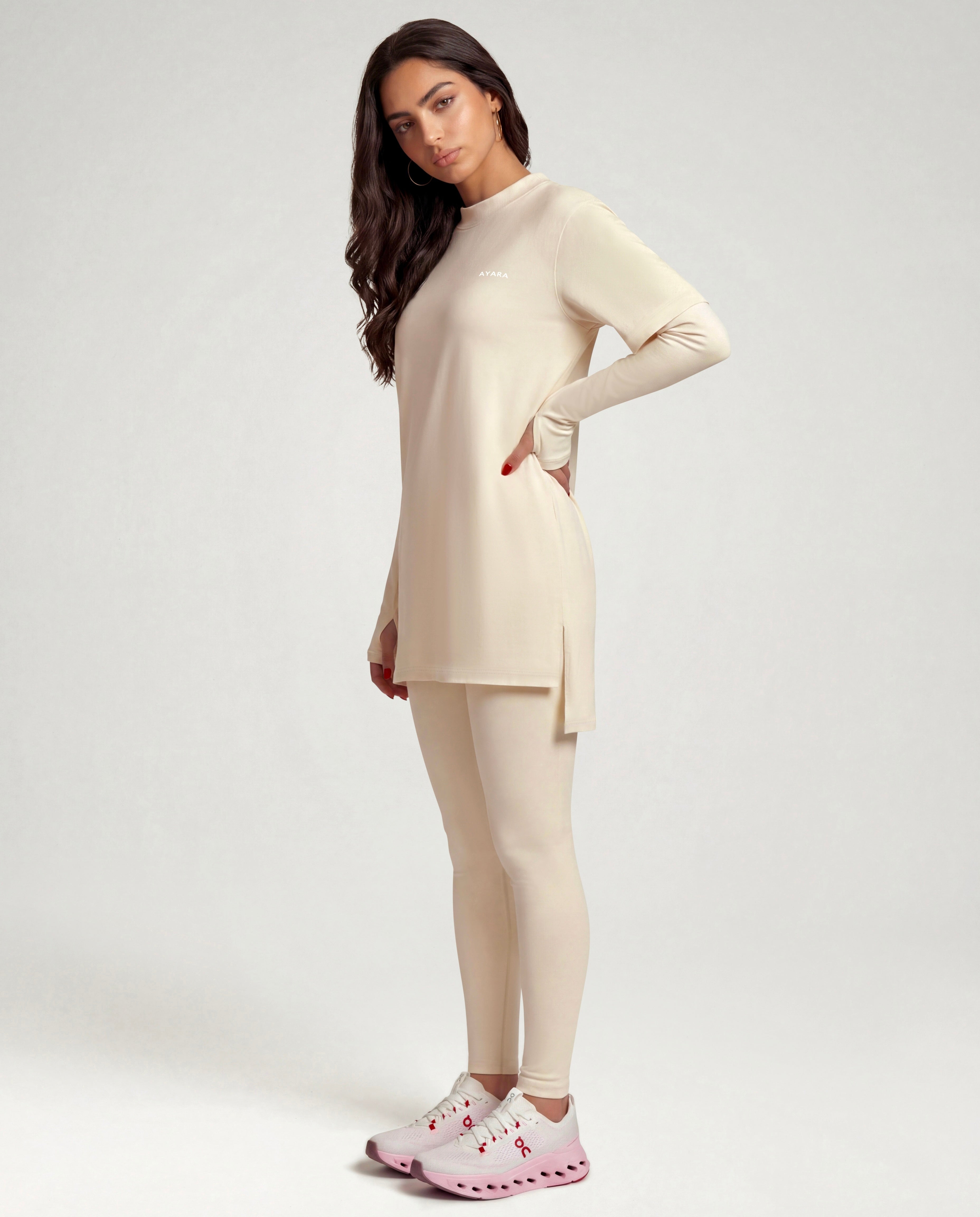 2-In-1 Veil Oversized Tee - Vanilla