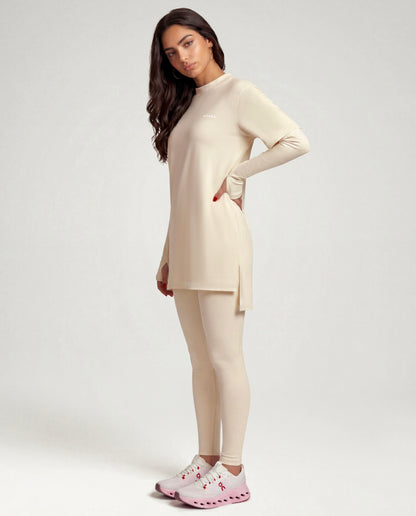 2-In-1 Veil Oversized Tee - Vanilla