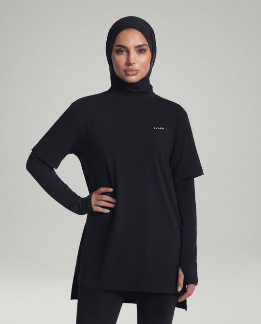 2-In-1 Veil Oversized Tee - Midnight