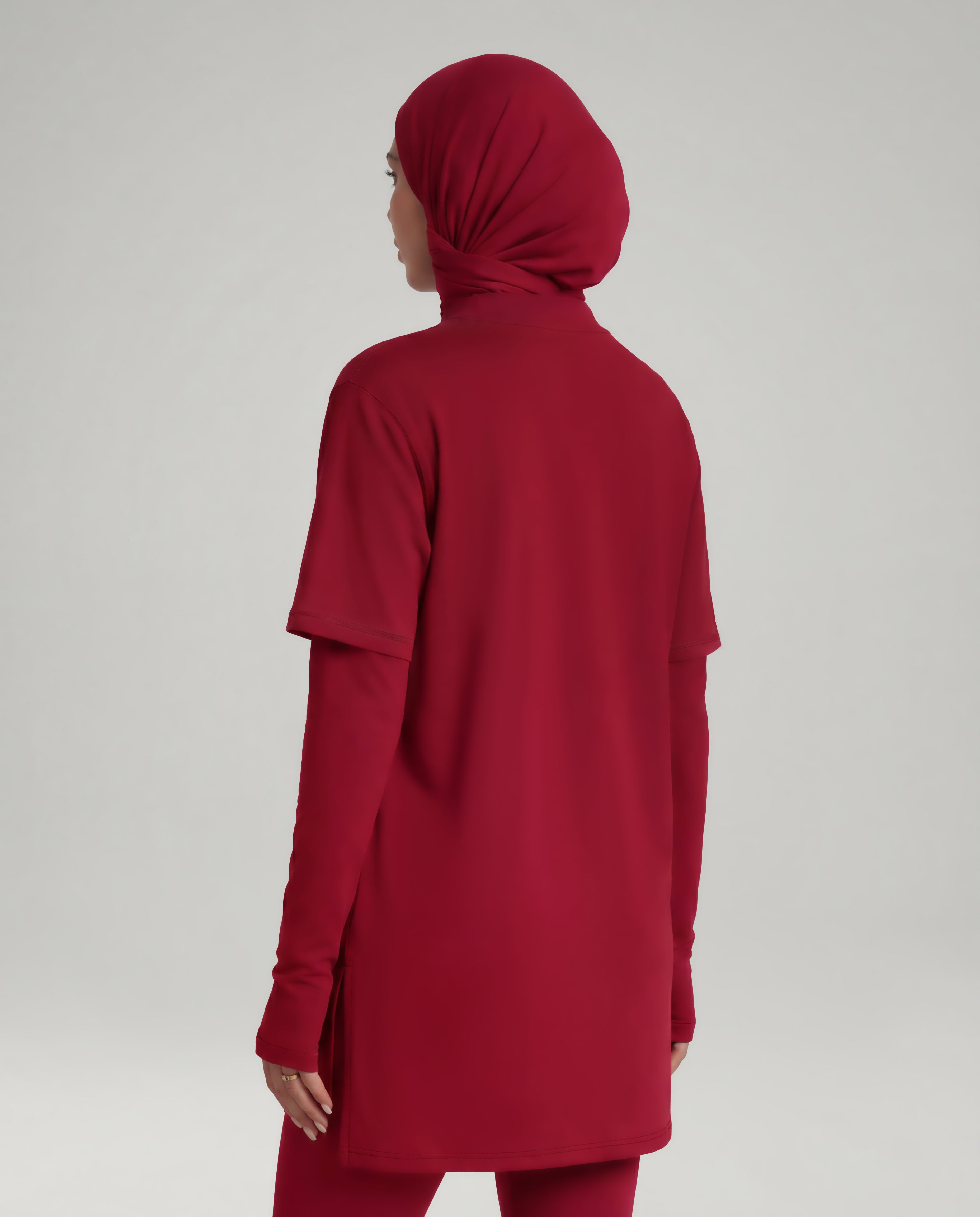 2-In-1 Veil Oversized Tee - Pomegranate